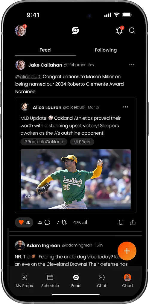 Stat Sniper app on iPhone — player props feed
