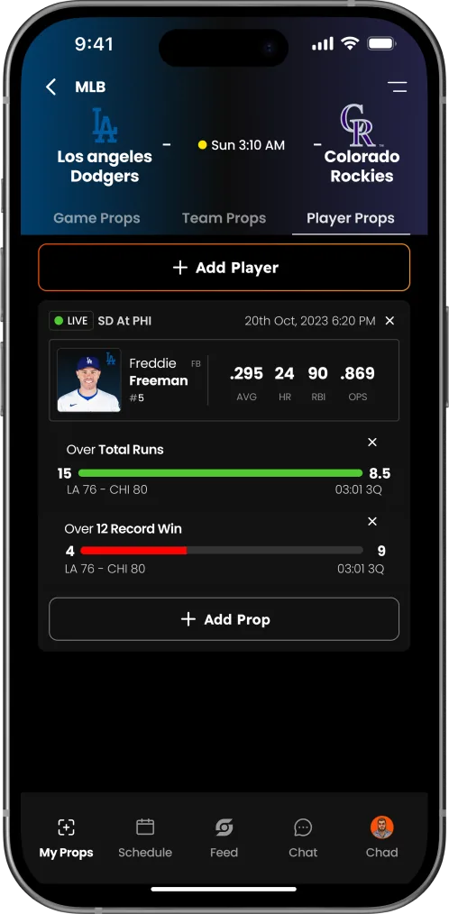 Stat Sniper app on iPhone — AI picks screen